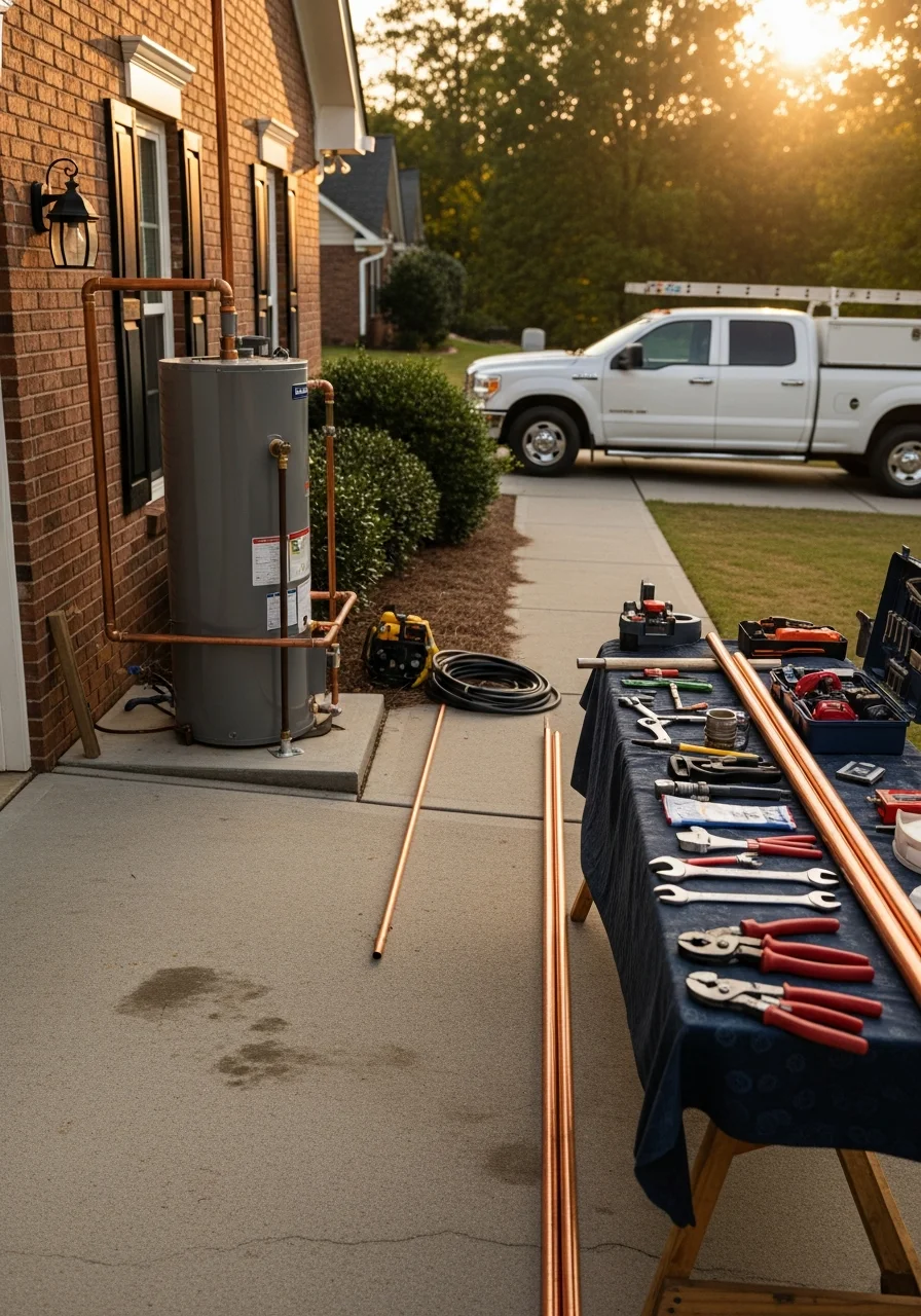 Service professional in work uniform standing on a Dallas property, approachable and professional.