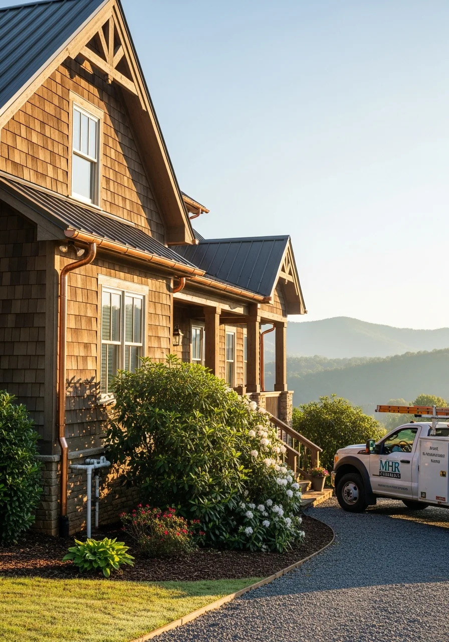 Contractor standing on a Pickens County property with mountain backdrop, professional demeanor.